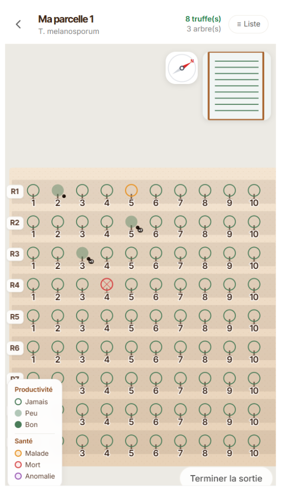 L'application TrufTerra — carte de la parcelle